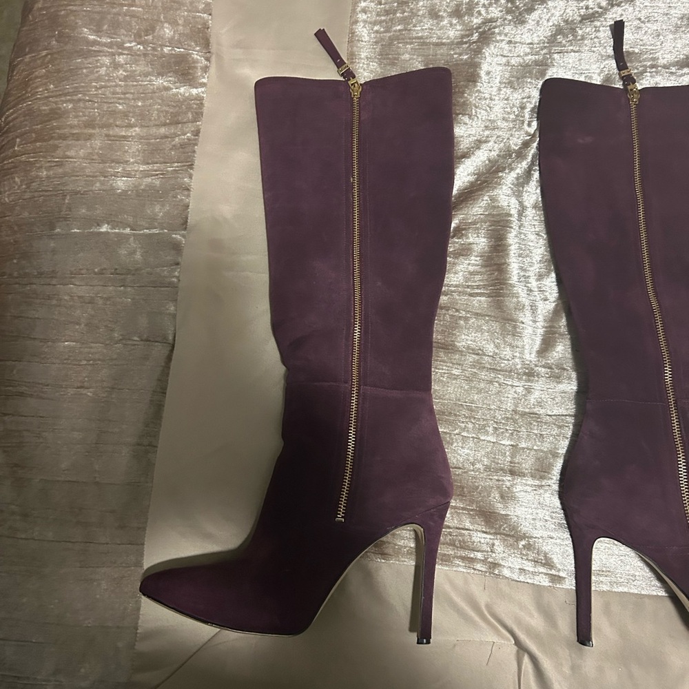 Michael Kors Purple Suede Knee-High Stiletto Boots